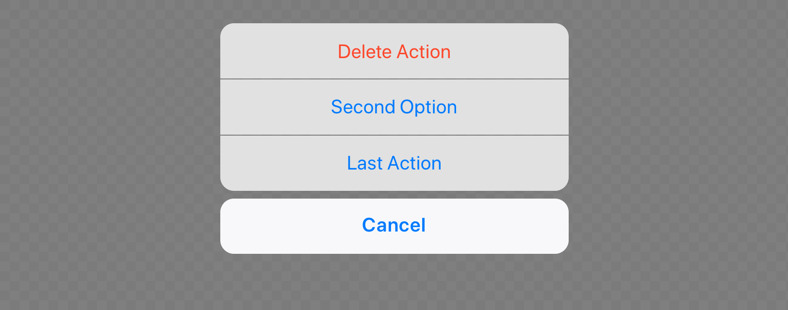 iOS action sheet view